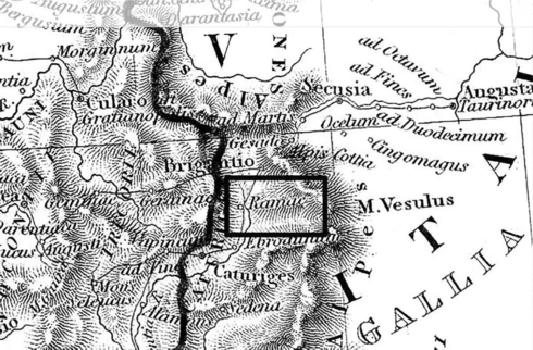 Piantina del 1764 con Rama inserita. Map of 1764 with Rama inserted.