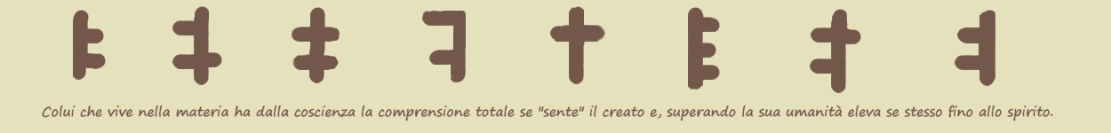 Colui che vive nella materia ha dalla coscienza la comprensione totale se "sente" il creato e, superando la sua umanit eleva se stesso fino allo spirito. He who lives in matter has total understanding from his conscience if he "feels" creation and, overcoming his humanity, elevates himself to the spirit.